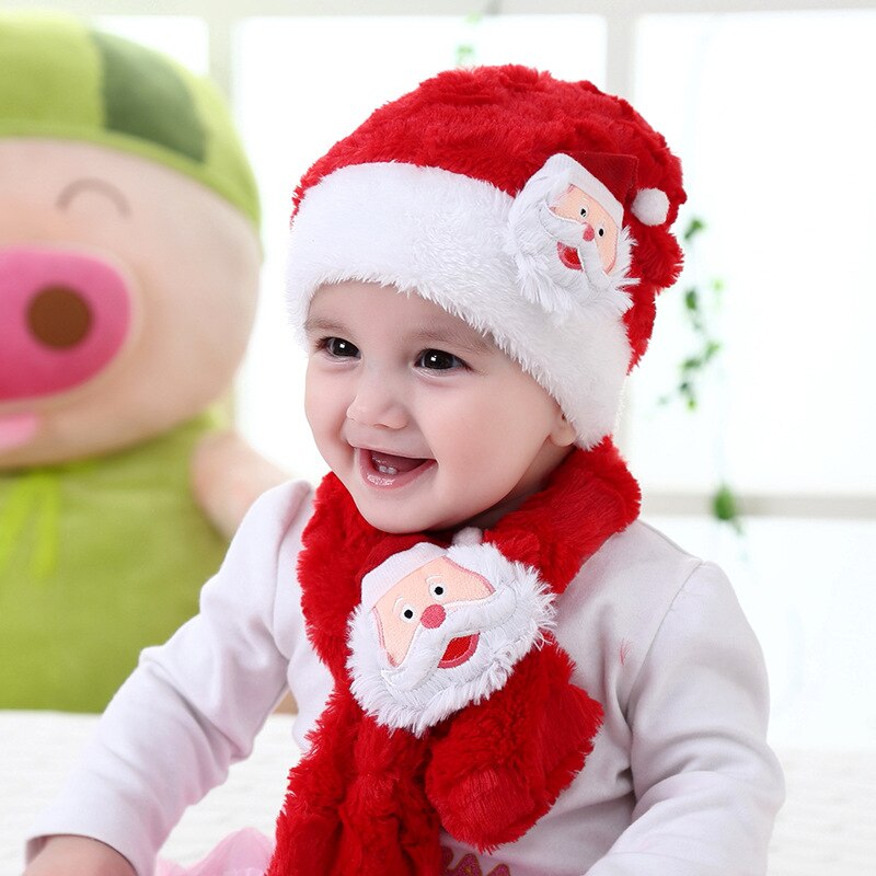 Vrolijk Kerstfeest Kids Baby Warme Cap Sjaal Kerstman Sneeuwpop Elanden Kinderen Hoed Xmas