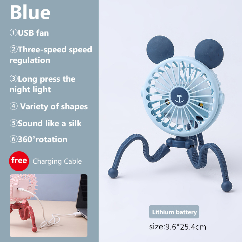 Ventilateur Portable pour siège de voiture, 500mAh, Rechargeable par USB, Mini accessoires pour poussette: WJ3794N