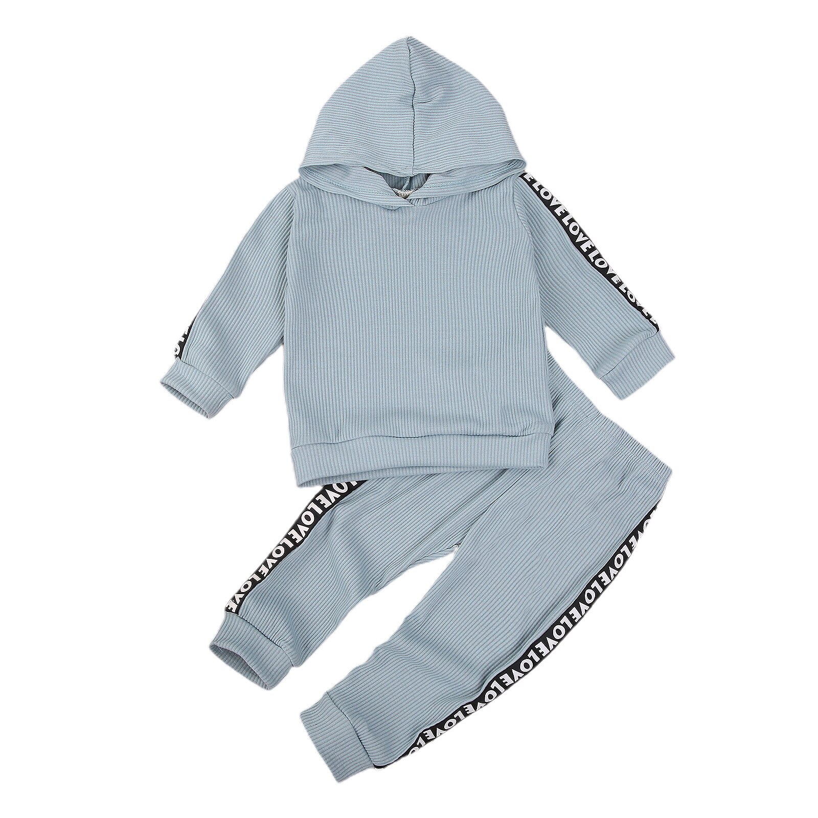 2-7 ans bébé garçons filles côtelé tenues lettre manches longues à capuche + élastique-taille pantalon costume printemps automne 2 pièces vêtements: B / 3T