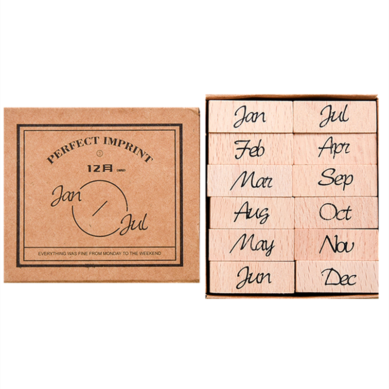 Jianwu vintage måned uge planner stempel grundlæggende funktion serie digitalt symbol stempel træ diy forsegling papirvarer kontorartikler