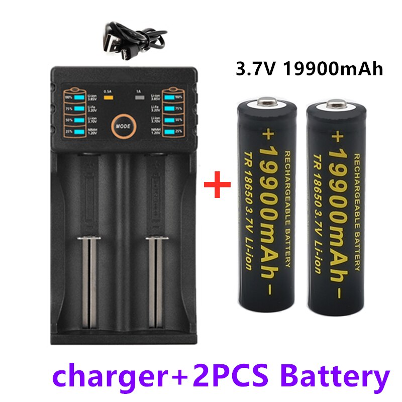 100% 18650 battery 3.7V 19900mAh rechargeable liion battery for Led flashlight battery 18650 battery +USB charger: Red