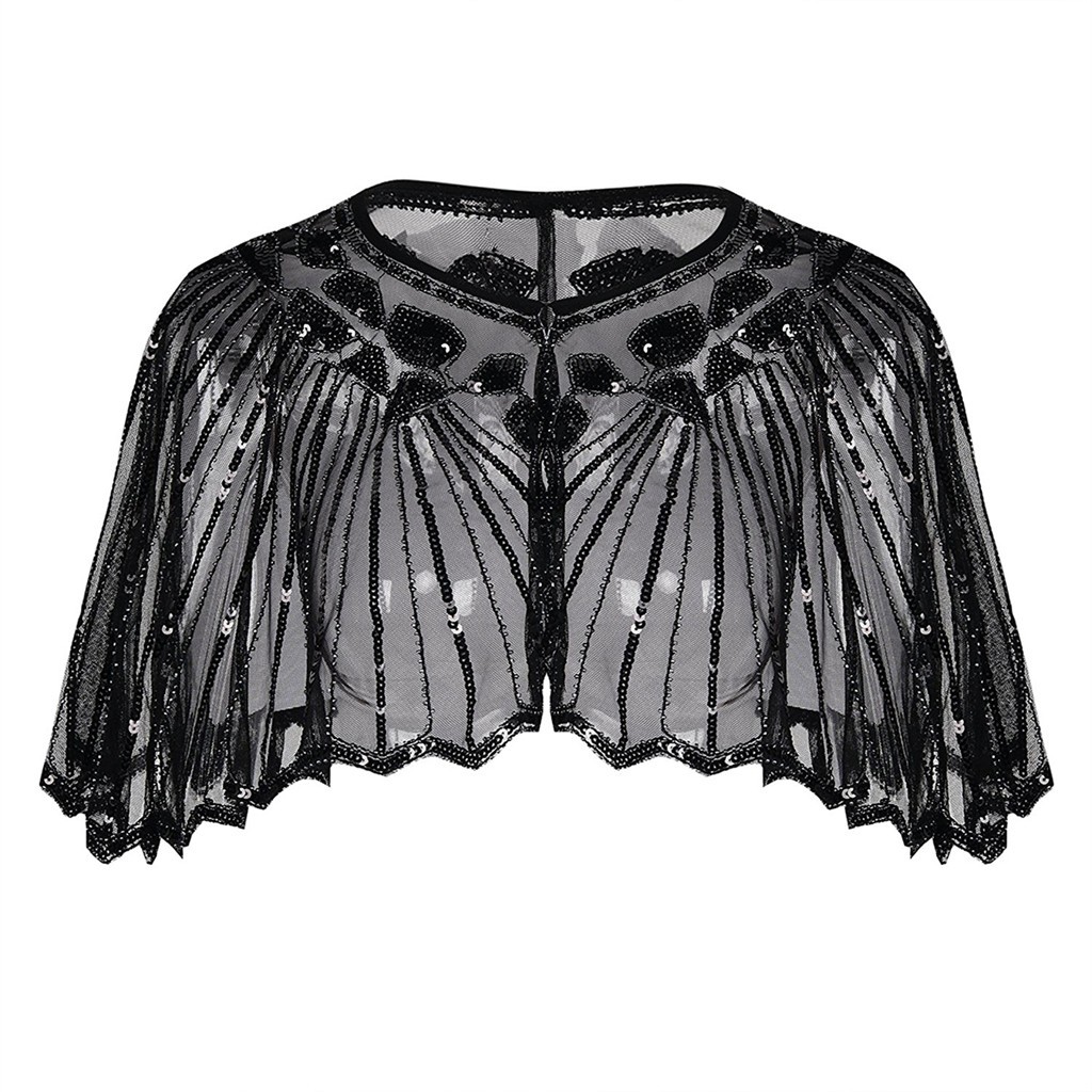 Boléro Paillettes Rétro 1920s Femme - Châle Wraps Brillant Pour Soirée, Costume Et Robe De Soirée