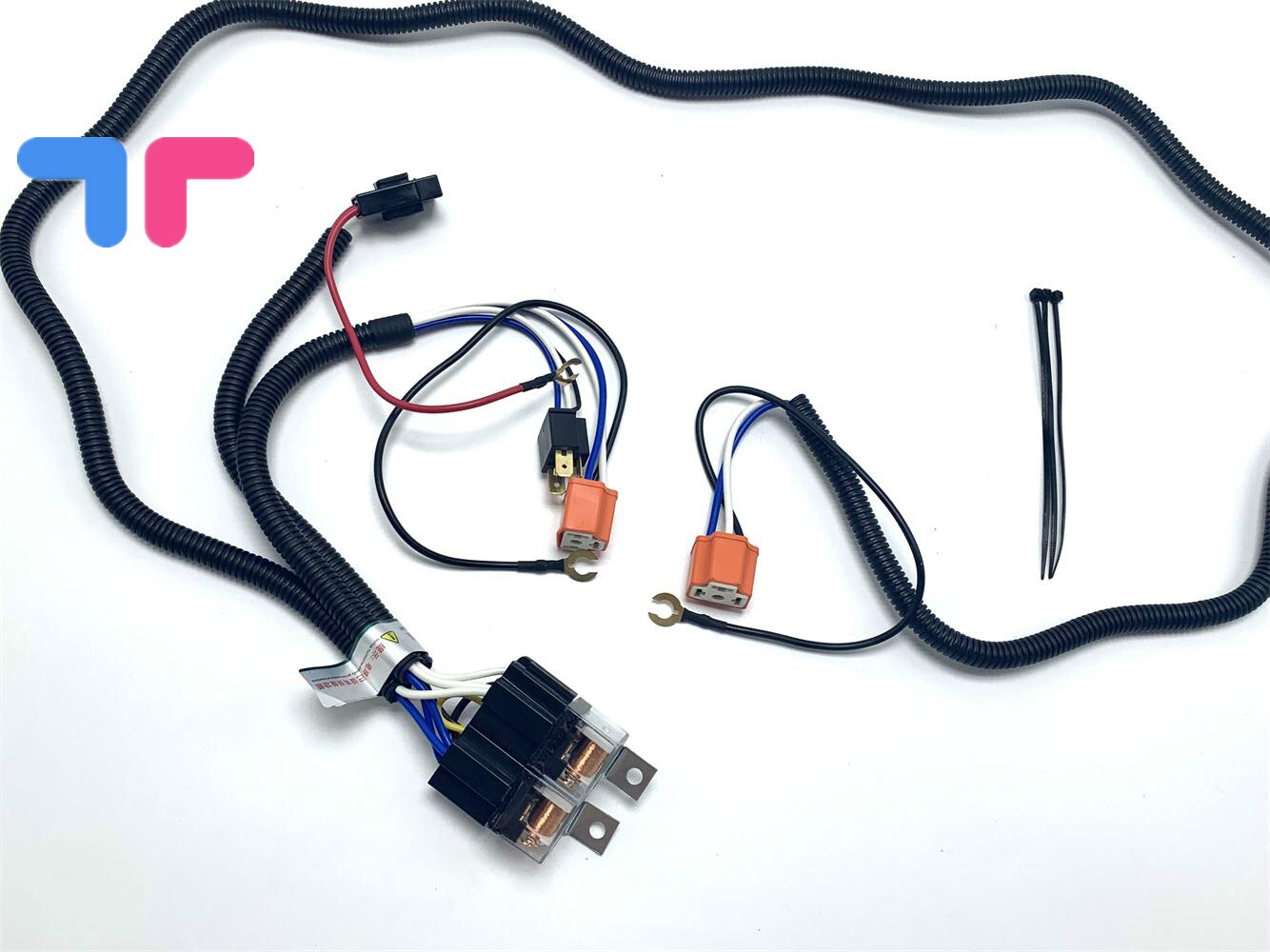 12V / 24V H4 Headlight Fix Dim Light Relay Wiring Harness System 2 Headlamp Light Bulb