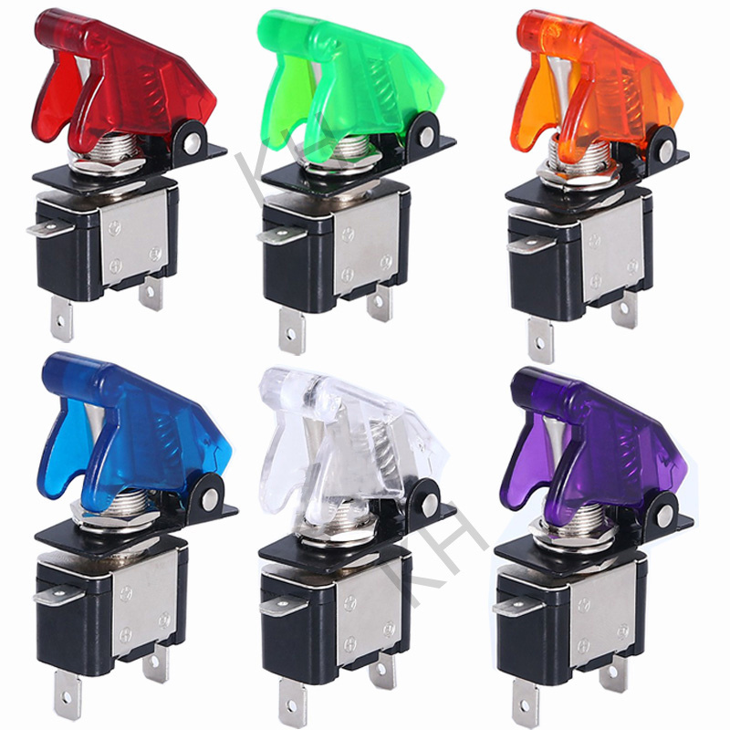 Auto Car Boat Truck Illuminated Led Toggle Switch With Safety Aircraft Flip Up Cover Guard 12V20A transparent