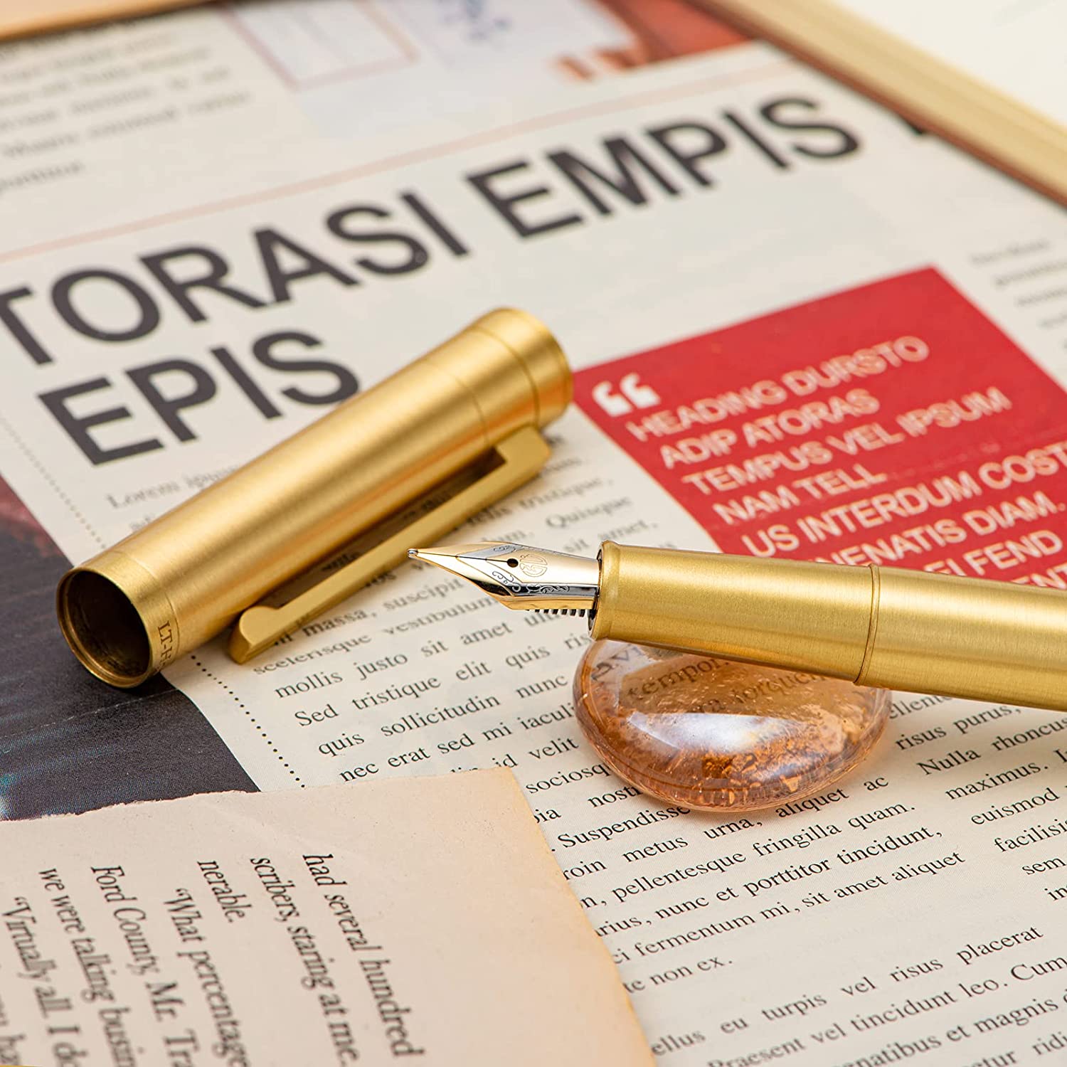 Hongdian 1861 Messing Vulpen Ef/F/M/Gebogen Penpunt, klassieke Glad Schrijven Pen Voor Office Business School