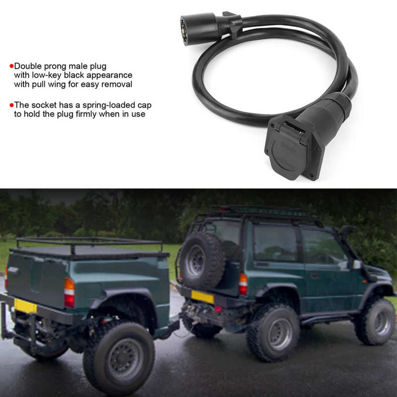 Trailer Extension Cord 7 Way 3.5ft Double Prong Male Plug Connector RV Connecting Line Trailer Connector Plug PVC+Copper+Brass