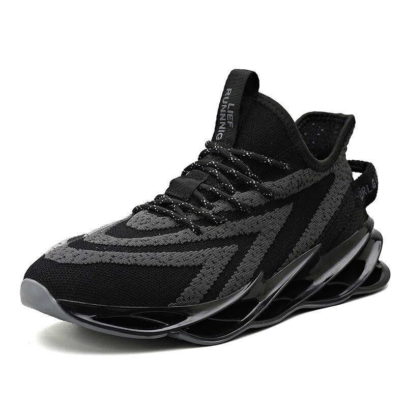 High end trendy herresneakers trend udendørs vulkaniserede sko letvægts behagelige fritidssko blade tide sko: Sort / 7