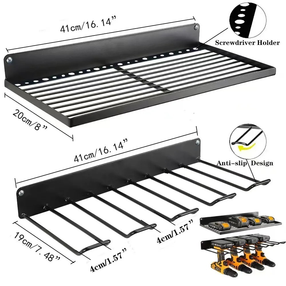 Elektrisch gereedschapsrek Elektrische boor Schroevendraaier Gereedschapsopslag Plank Wandmontage Gereedschap Organizer Gewoon garagelader Opslaghouder