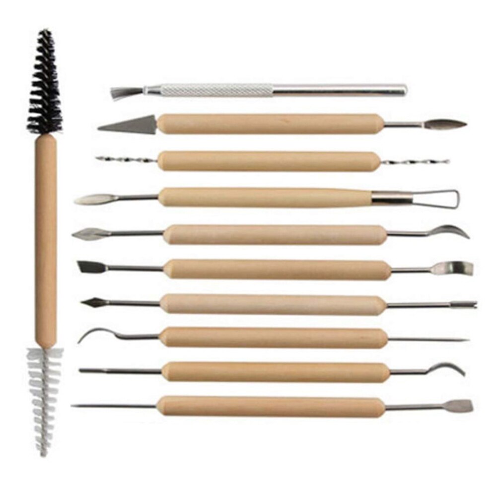 11Pcs Clay Sculpting Kit Aardewerk Tool Keramische Klei Gereedschap Houten Handvat Polymeer Shapers Modellering Gesneden Tool Handwerk Kits