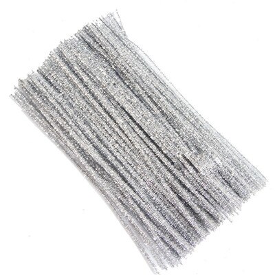 100 stuks kinderknutsels pluche stokjes handgemaakte kunst diy materialen shilly stick speelgoed educatief diy speelgoed voor kinderen: Sliver