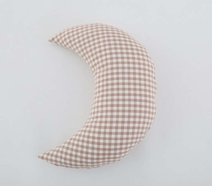 Protector de cuna extraíble para niños, cómoda almohada a cuadros de algodón para recién nacidos, parachoques de cuna, cerca de cama antipatadas: brown  60x25cm