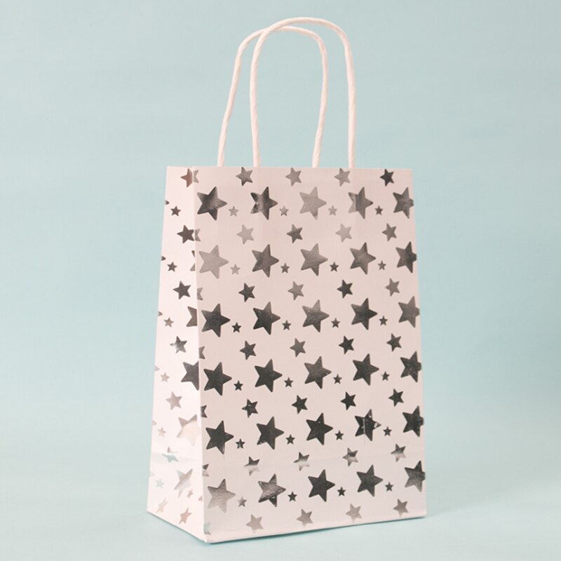 30pcs/lot Stars Striped Bag Paper Bags Birthday Wedding Party For With Handle 21*15*8cm