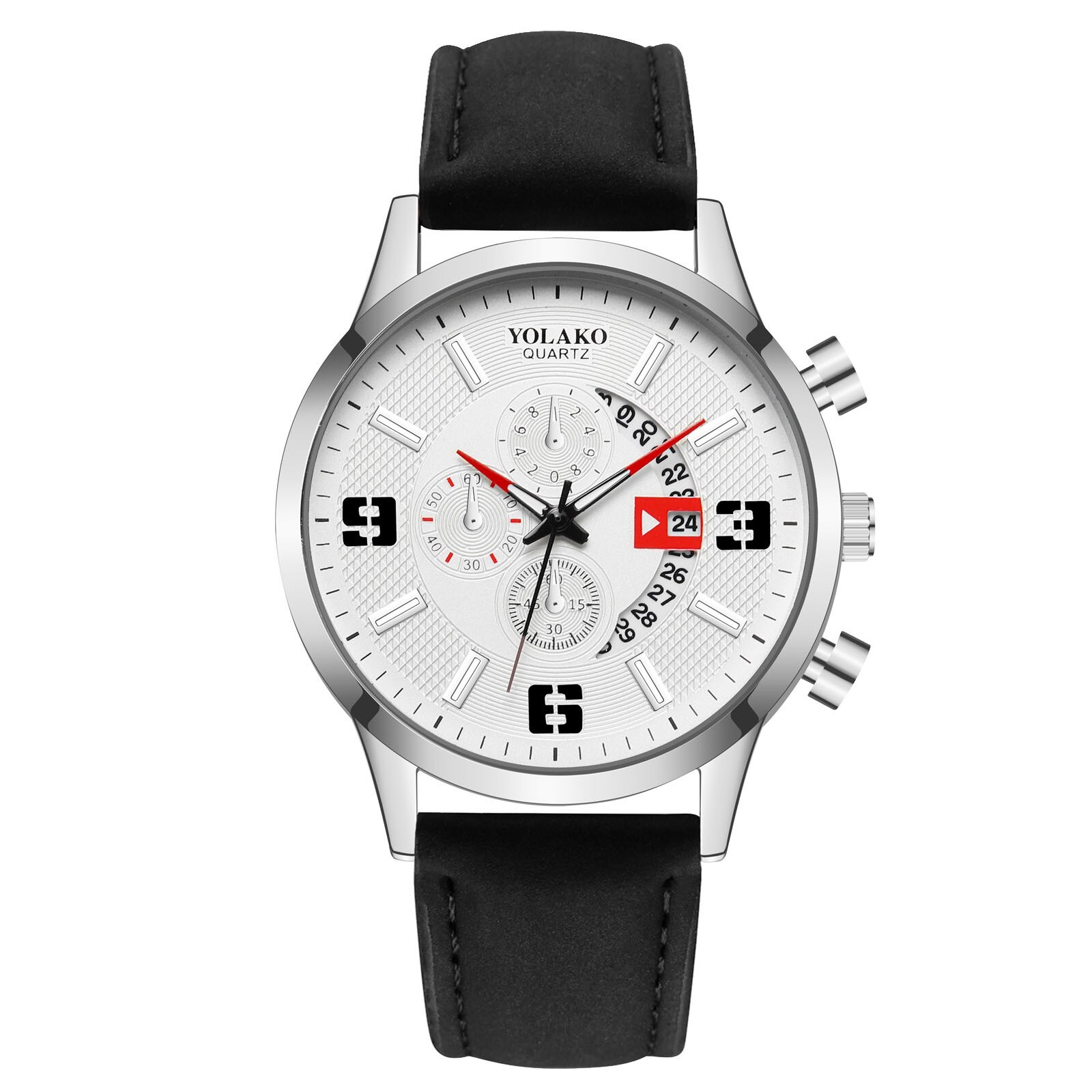 Trend Casual Mannen Quartz Horloge Stijlvolle Dial Horloges Klok Temperament Mannen Lederen Horloges Relogio Masculino: A