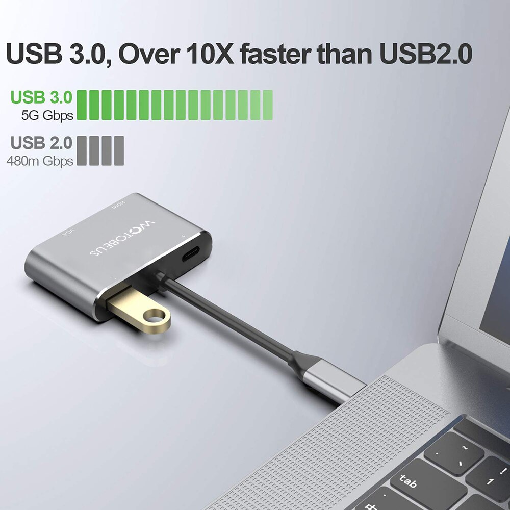 Type-C to 4K HDMI VGA USB-C Hub USB 3.1 PD Adapter for MacBook por air Lenovo Yoga Samsung S9 Huawei P20 Switch TV Projector