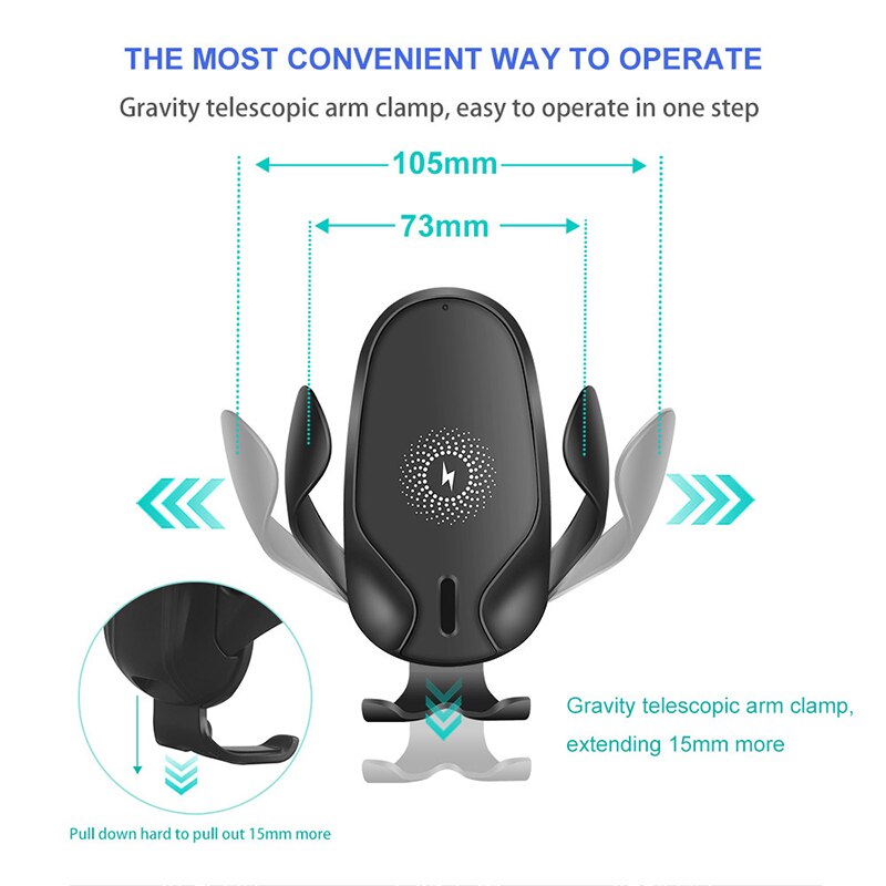 15W Car Wireless Charger Phone Holder Air Vent Gravity Stand Holder for iPhone Samsung Stand QI Fast Wireless Charging