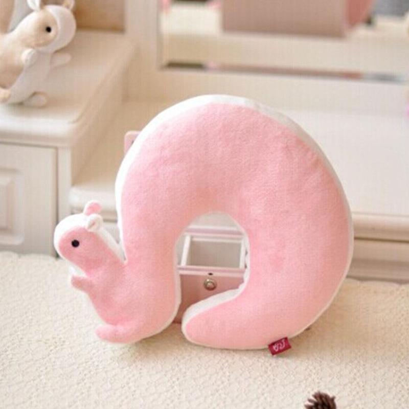 Candy Color Nap Pillow Health Care Novelty Squirrel Animal Cotton Plush U Shape Neck Pillow Travel Car Home Pillow