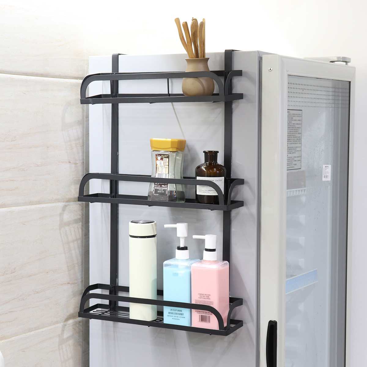 Adsorption Refrigerator Side Rack Wall-mounted Multi-function Storage Holder Kitchen Paper Towel Shelf Rack Organizer