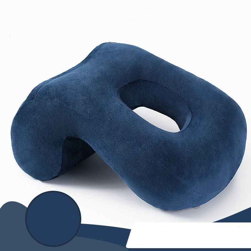 Oreiller de bureau pour la sieste et le cou, avec ajouré, pour le dos et le visage, décoration de la maison: Blue A