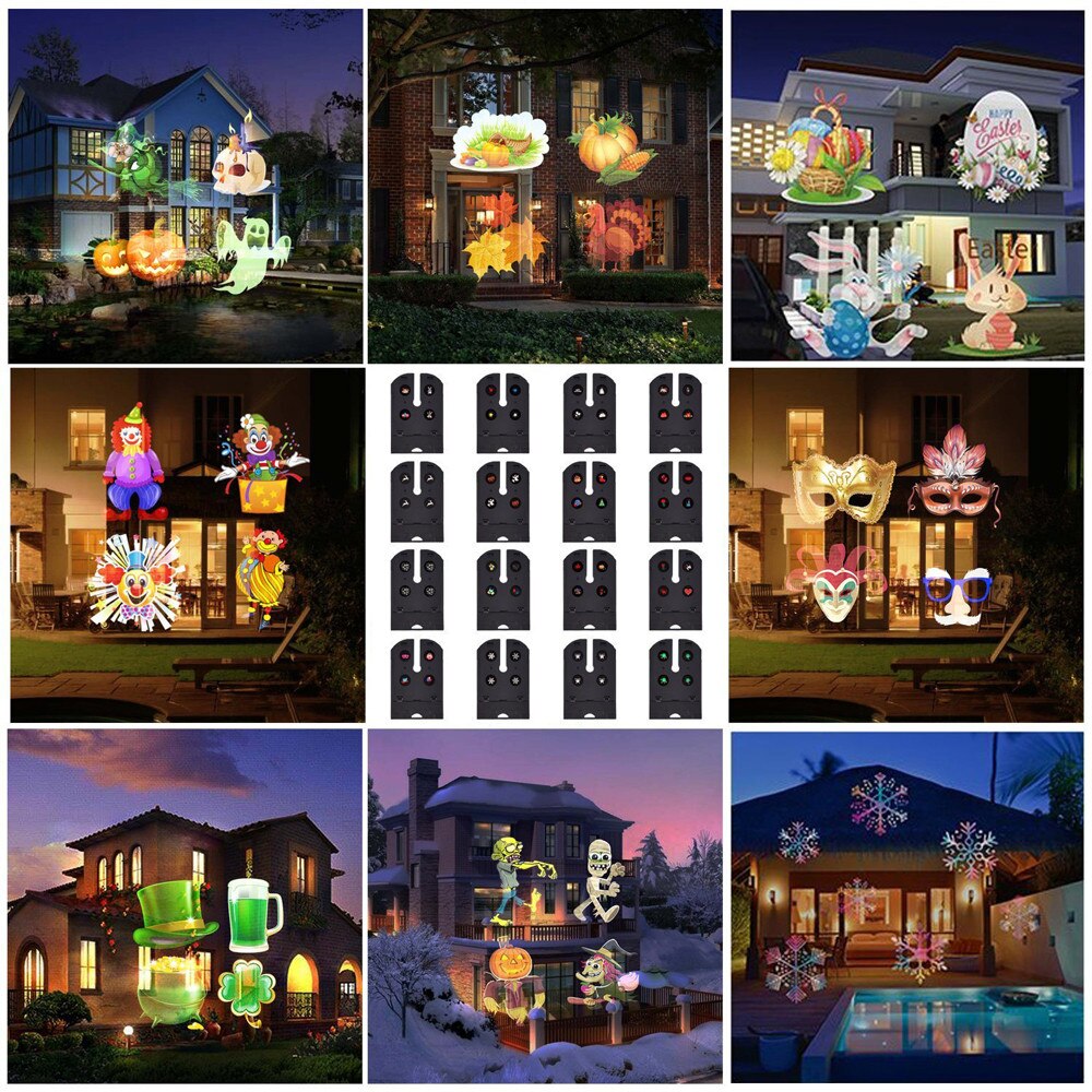 LED Projector Light 16 Pattern Landscape Lamp Projection For Halloween