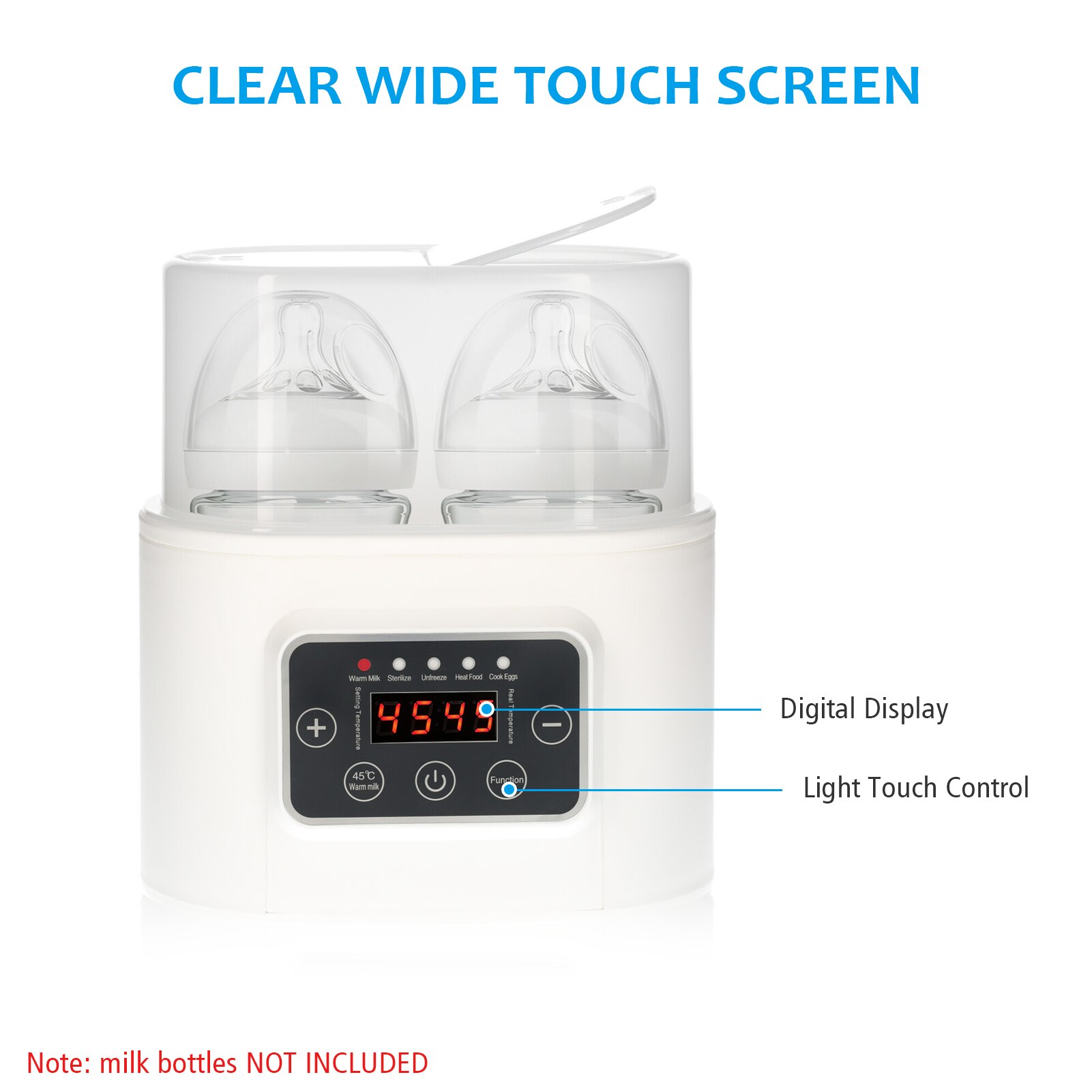 Baby Bottle Warmer 5-in-1 Digital Baby Food Warmer with Timer Digital Display Double Bottle Portable Warmer for Breastmilk