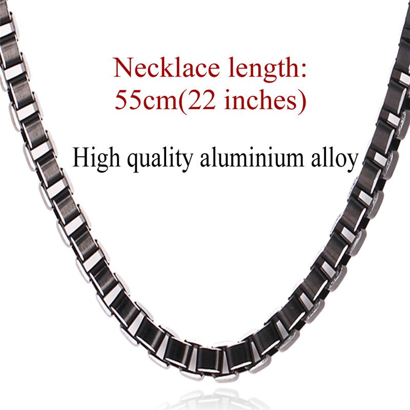 Collare Men Chain Necklace Hip Hop Box Link Chain 6mm Width 316L Stainless Steel Black Men Jewelry N511: 6mm wide 55cm