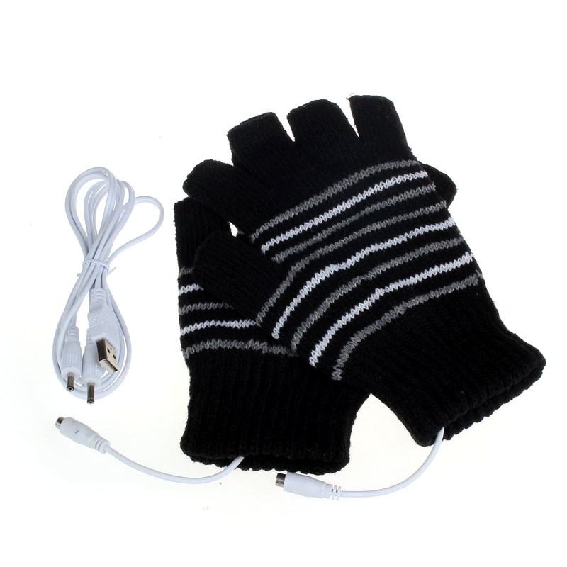 5V Usb Powered Verwarming Handschoenen Winter Unisex Vrouwen Mode Gestreepte Handschoen Wanten Mannen Handwarmer Verwarmde Handschoenen Vrouwen wanten