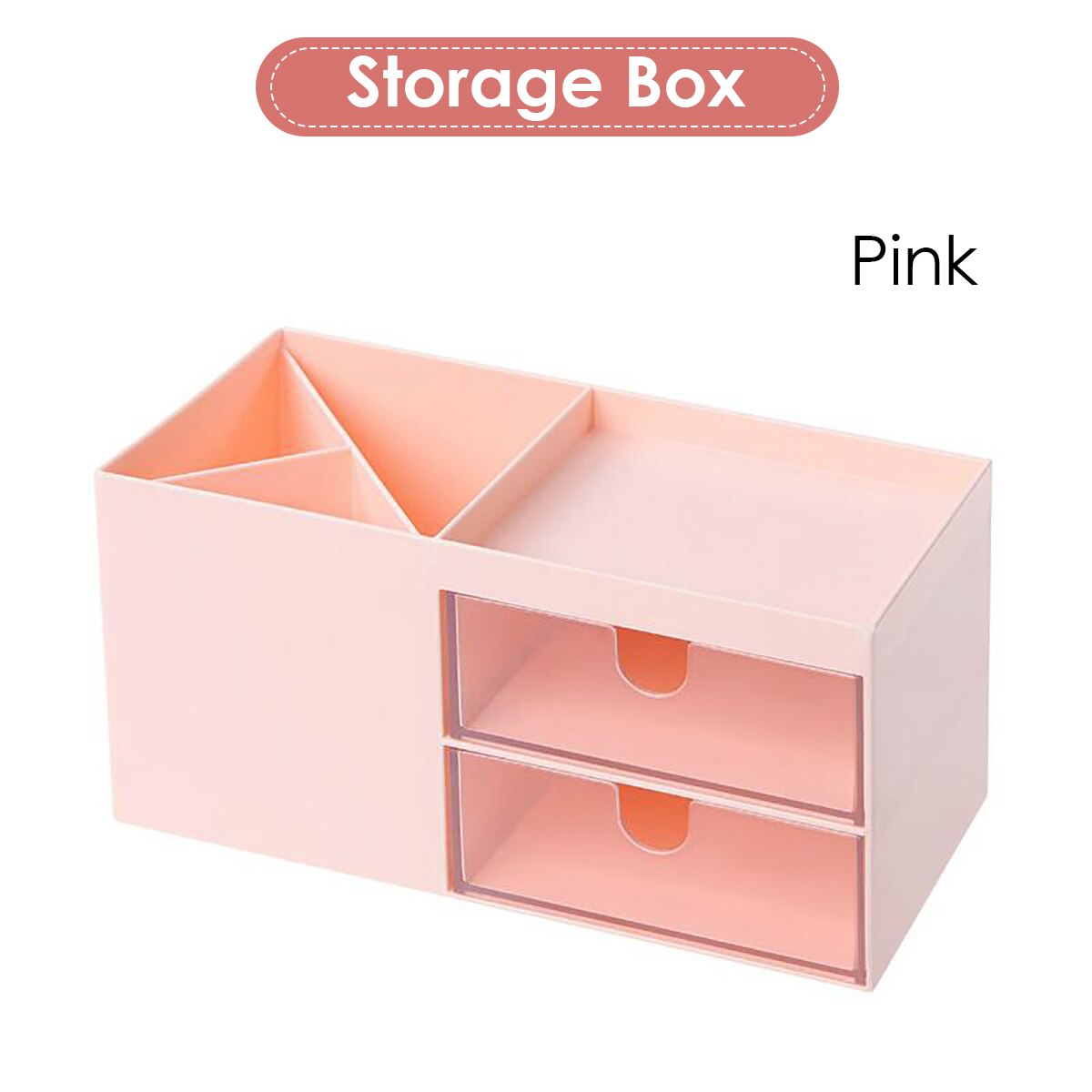 2-Tiers Wooden Computer Desktop Monitor Stand Shelf PC Monitor Riser For Notebook TV Screen Riser With Storage Organizer Shelf: Pink storage box