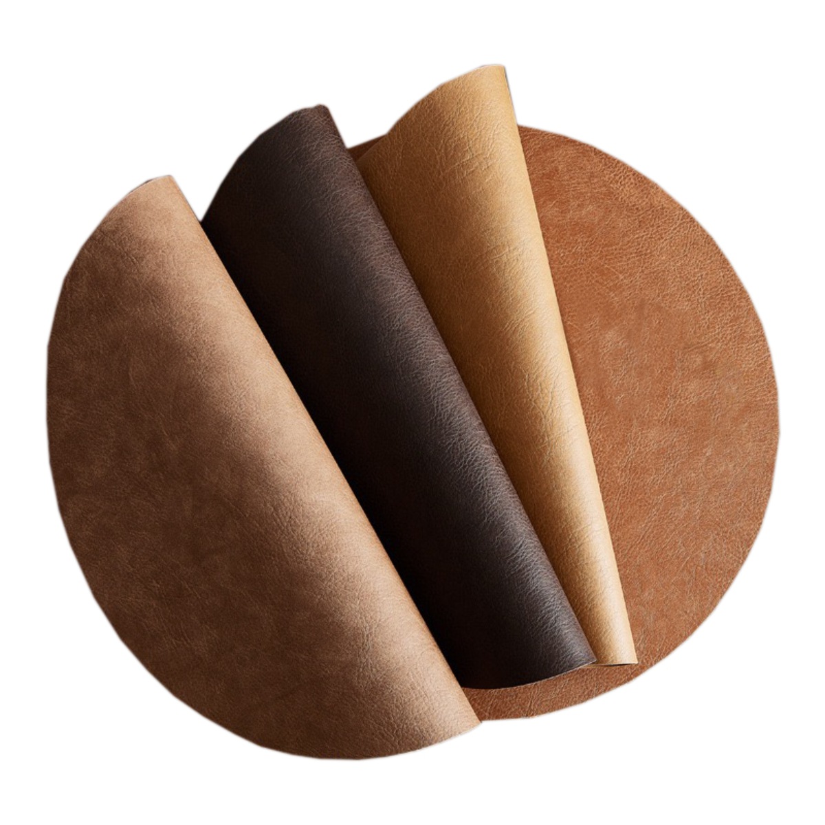 Napperons Ronds en Cuir PU, Motif Peau de Vache Lavée, Tapis de Table pour Table à Manger, Cuisine, Décoration de ix