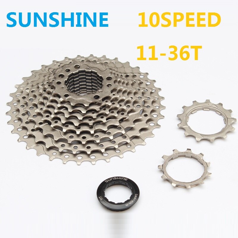 SUNSHINE 10 Speed MTB Mountainbike Cassette Vrijloop 11-36T Sliver Fiets Achter Hub Vliegwiel Chainwheel Compatibel Shi -mano: Default Title