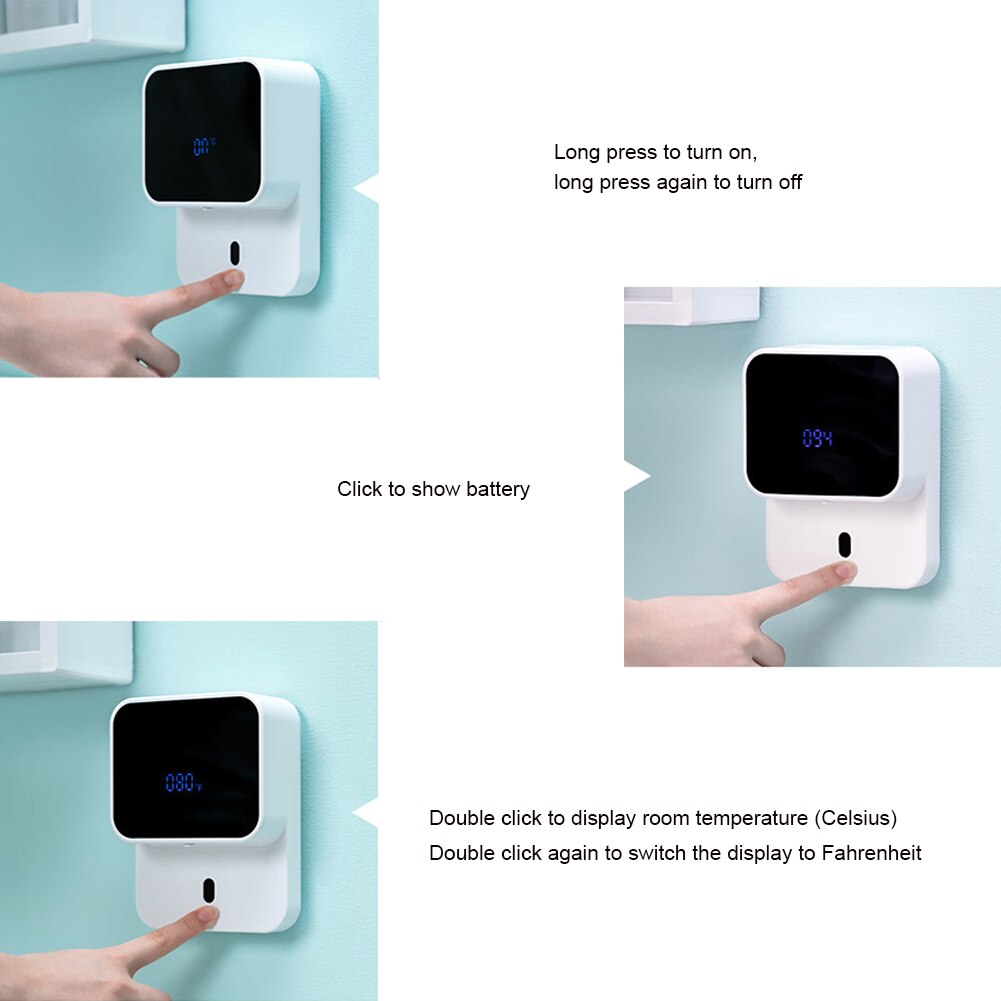 Wall-mounted LED screen hand washing automatic induction foam soap dispenser Infrared smart hand sanitizer machine