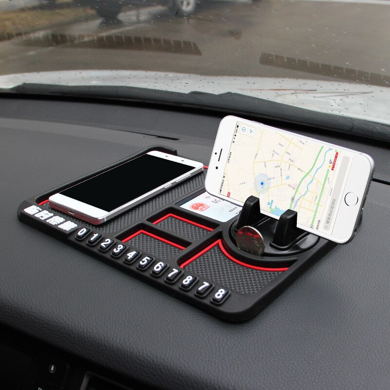 Multifunktionel bil silikone dashboard pad mat bil anti-slip mat auto telefonholder skridsikker sticky anti slide dash telefon mount: Rød