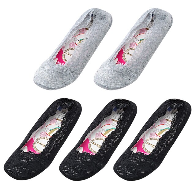 5 Pairs Vrouwen Kant Onzichtbare Sokken Siliconen Antislip Katoen Mode Sokjes Slippers Vrouwelijke Zomer Dunne No Show boot Sokken: 11