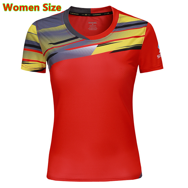 The Women Golf Shirts Sports t-shirt tops tees Breathable Clothing Badminton Men&#39;s T-shirt Table Tennis Clothes Shirt: Women shirt red / Asian size 3XL