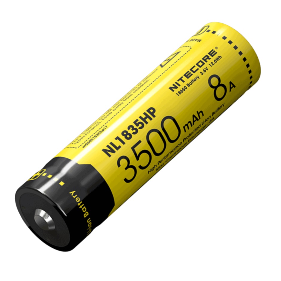 Nitecore-batería NL1835HP 18650, pila de 3500mAh, 3,6 V, 12.6Wh, 8A, botón de ion de litio protegido de alto rendimiento para linterna LED