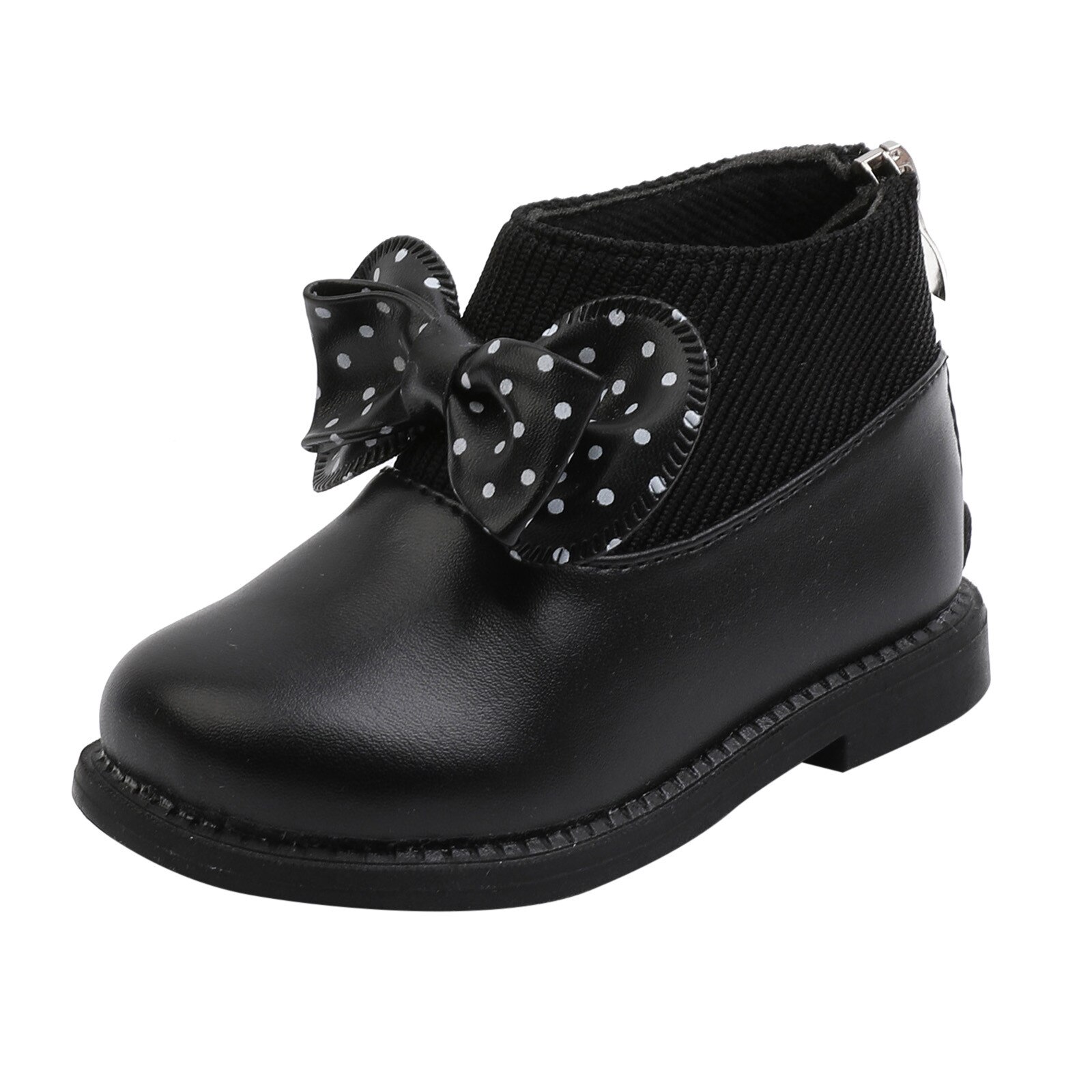 Kleinkind freundlicher Baby Mädchen Winter Plüsch Flache Stiefel Mädchen der Kurz Bowknot lässig Wasserdichte Schuhe Mädchen Kurze Knöchel stiefel: Schwarz / 22