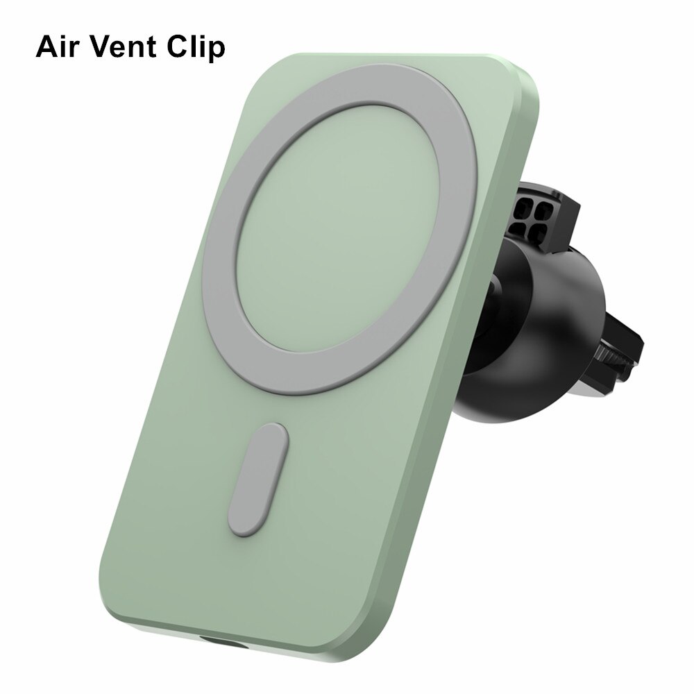 Caricabatteria da auto magnetico da 15W per iPhone 12 supporto per caricabatterie Wireless per auto supporto per telefono per auto a ricarica rapida supporto per presa d&#39;aria per iPhone 13: Green with Air Vent