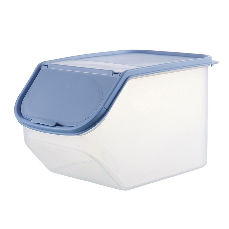 Dried Food Storage Sealed Box With Measuring Cup Plastic Kitchen Cereal Flour Rice Bin Bean Grain Container Organizer: Blue / S