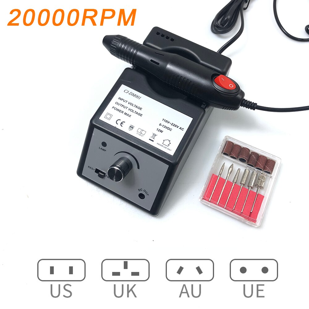 RainSolid 30000 RPM Profi Elektrische Nagel Bohrer Maschine Gerät für Manikübetreffend Pedikübetreffend mit Cutter Nagel Bohren Kunst Bausatz werkzeug: 2000RPM Schwarz