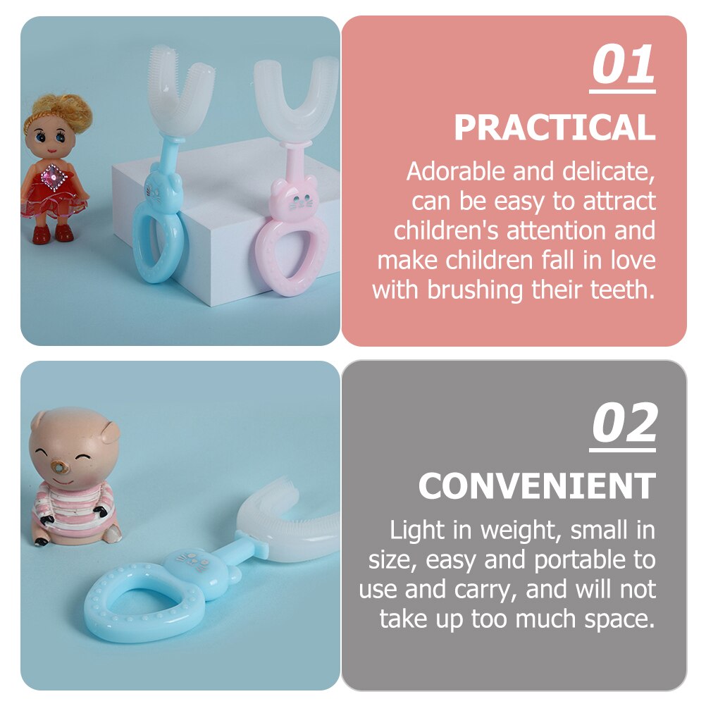 2Pcs Kids Tandenborstels Handmatige Tandenborstels Siliconen Tandenborstels Voor Kinderen