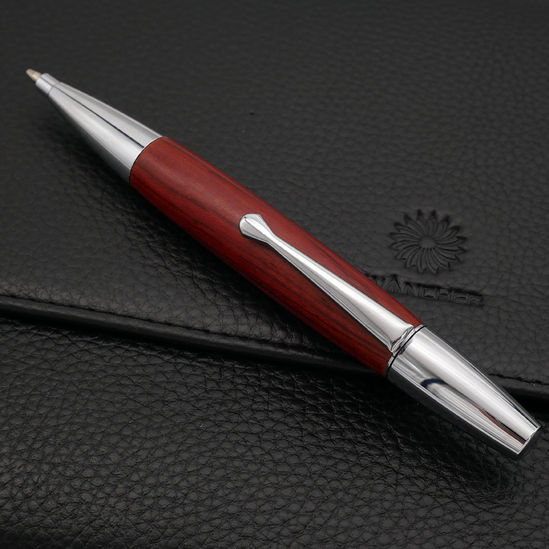 Wancher stylo à bille en bois massif rouge classique rétro métal signature neutre
