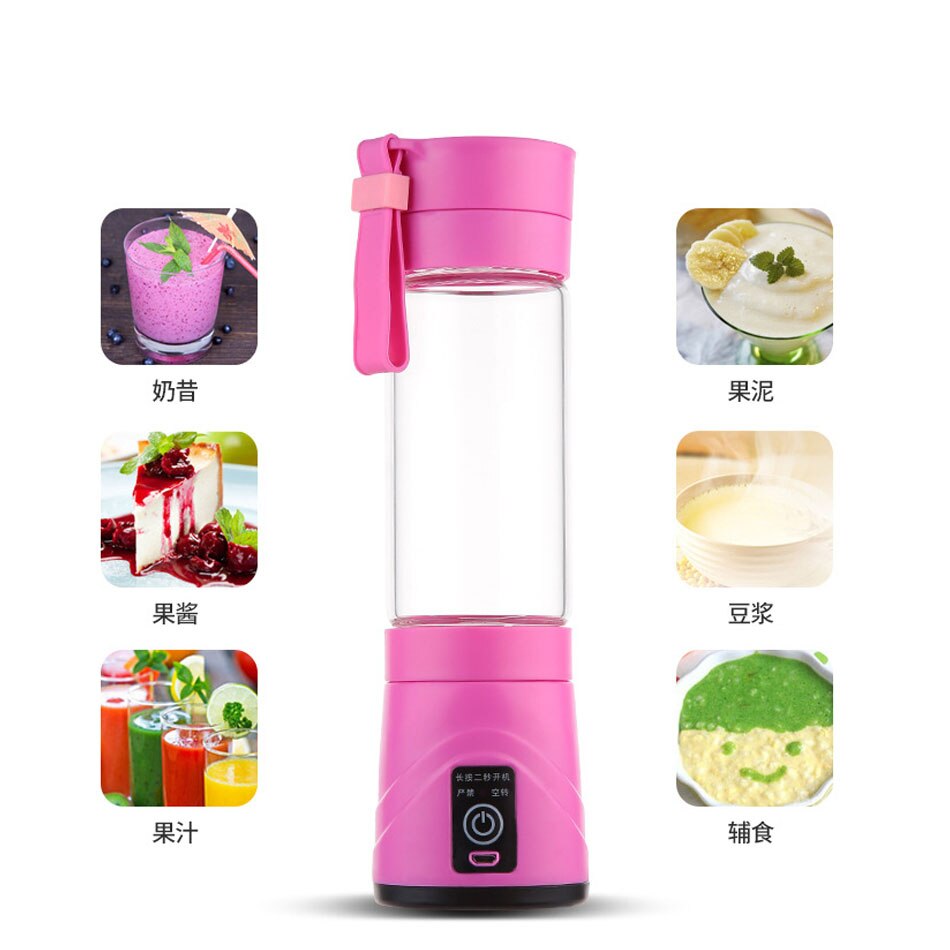 Cashiler Electric Glass Juicer Cup Juice Cup Rechargeable Household Mini Cyclone Fruit Juicer