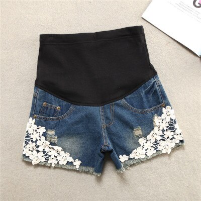 Neue Sommer Mutterschaft Hosen spleißen Spitze Mutterschaft Denim kurze Hose Bauch Unterstützung Mutterschaft kurze Hose: XL