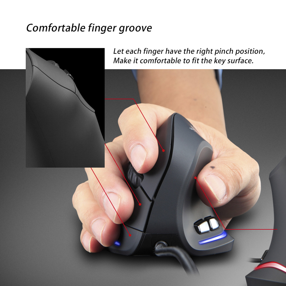 ZELOTES T20 USB Wired Vertikale Optische Maus Wiederaufladbare Ergonomische 4 Zahnräder 3200 DPI 6 Tasten Gaming Mäuse für PC Computer