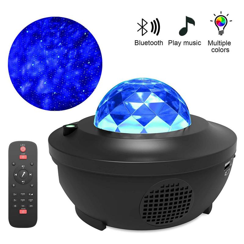 USB LED Galaxy Projector lights with bluetooth speaker Starry Night Lamp Star Sky Projection Light projects Accessories speakers: Black