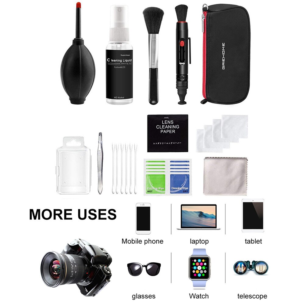 Camera Cleaner Set DSLR Lens Digital Camera Sensor Cleaning Tools Brush Tweezers Kit for Mobile Phone/Headphone/Computer/W