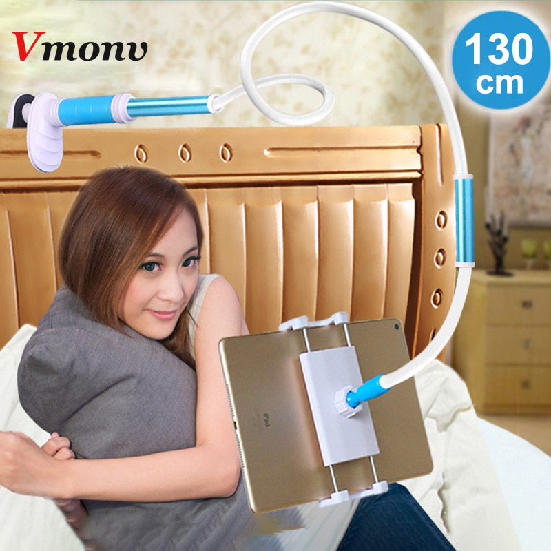 Vmonv 130cm desktop tablet telefon holder justerbar montering til ipad tablet 4 to 12.9 tommer seng tablet pc stativ metal støtte