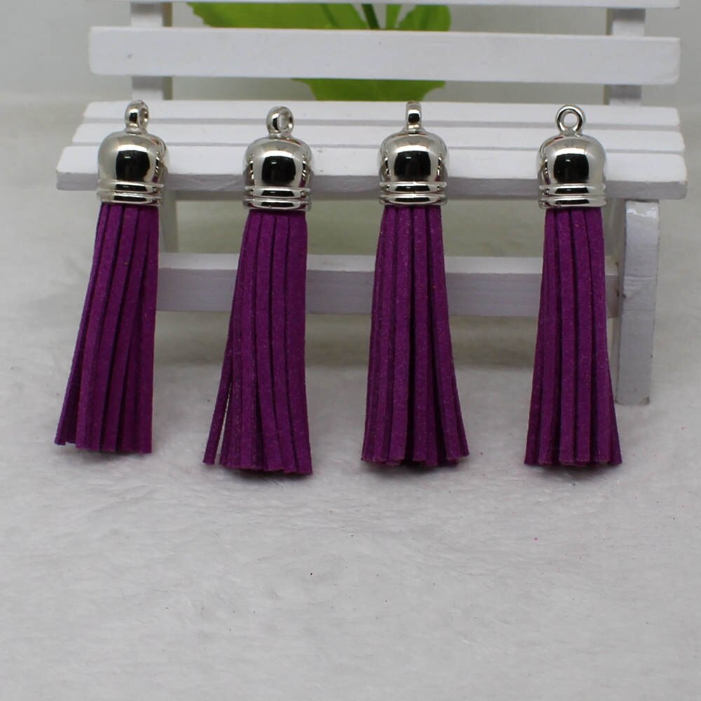 58 mm kwastjes van suèdemix voor sleutelhangers, sieraden, mobiele telefoonbandjes, , 50 unids leren kwastjes, doe-het-zelf accessoire: 7