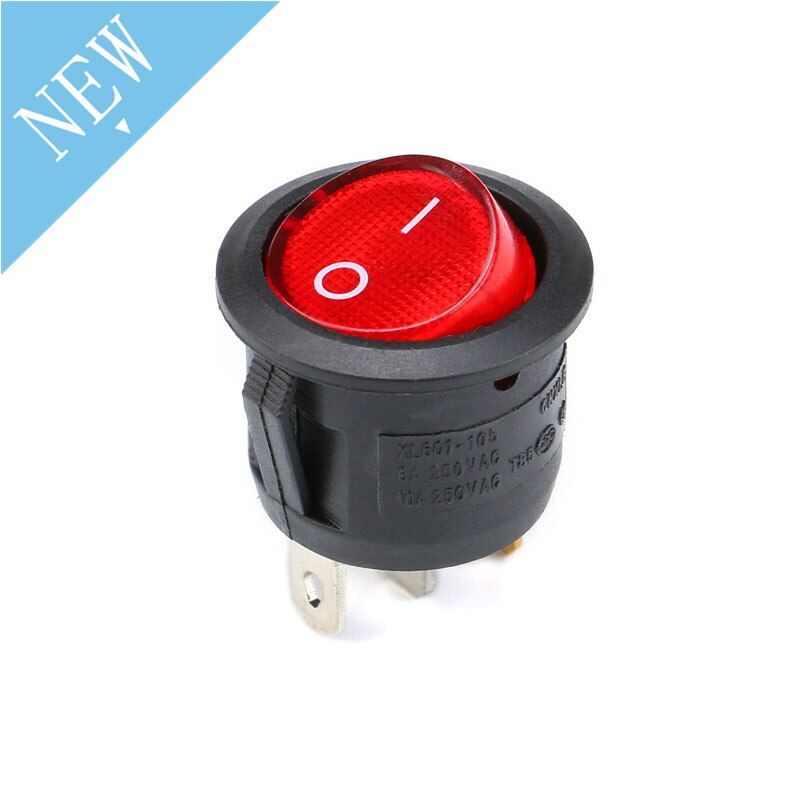 ON/OFF Round Rocker Toggle AC Switch 6A/250V 10A/125V ON-OFF ON OFF Plastic Push Button Switch 2pin 3pin Red Black