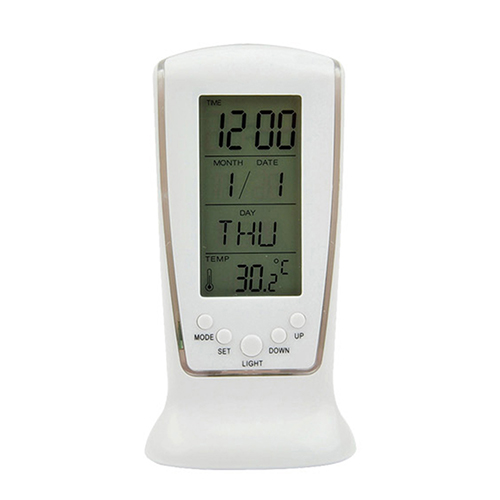 Led Digitale Wekker Met Blauwe Achtergrondverlichting Klok Elektronische Agenda Thermometer Kamer Licht Muziek Chime Wekker: Default Title