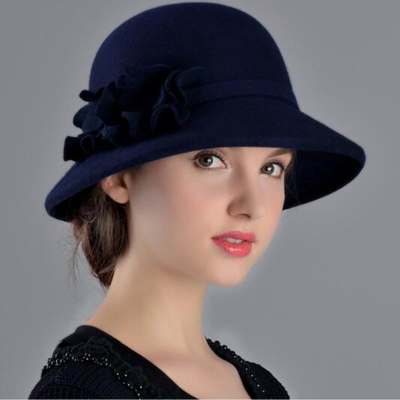 Sombrero de mujer Otoño Invierno gorras de lana mantener elegantes gorros de señora a la estilo inglés Fedoras